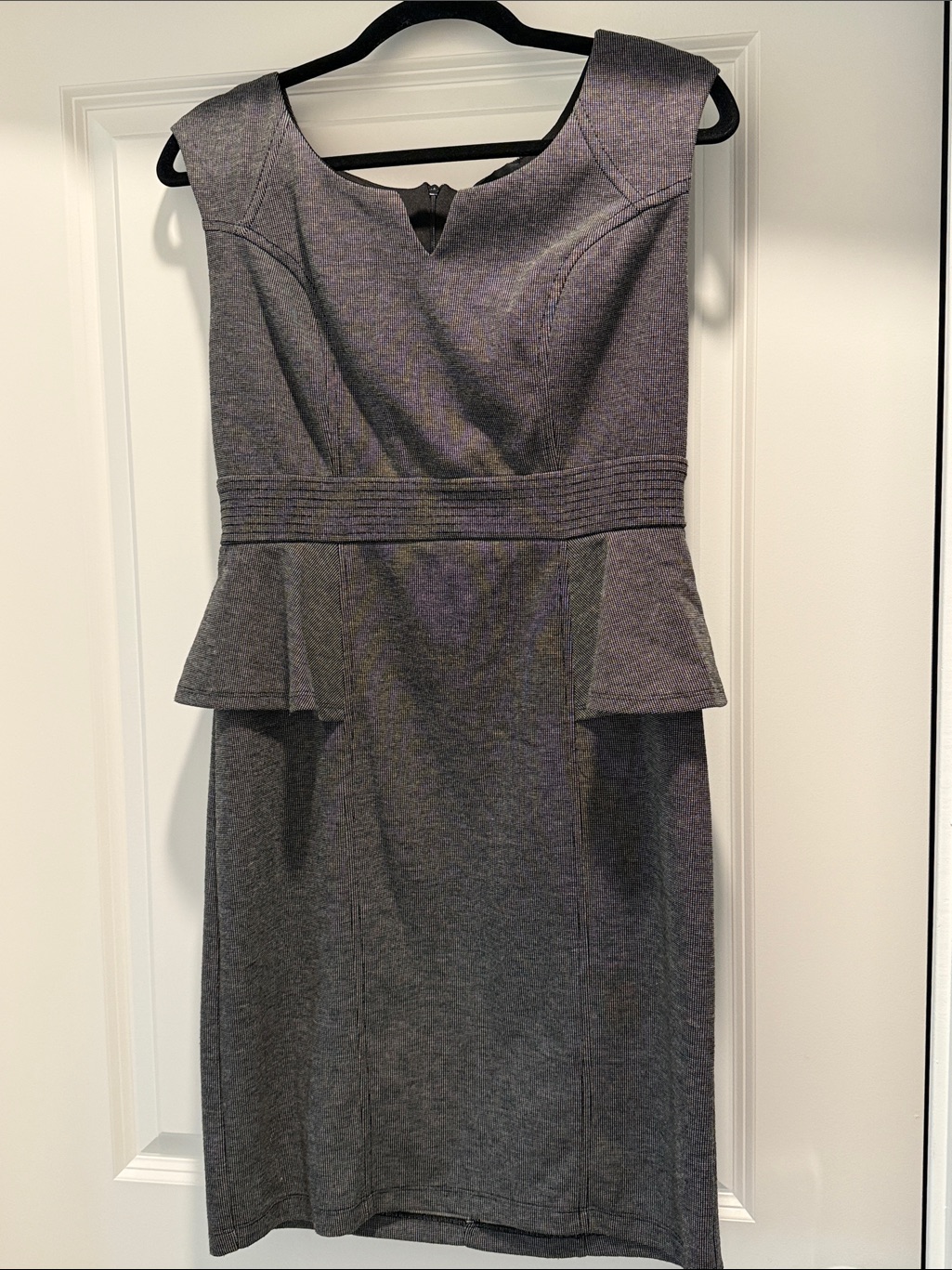 Enfocus Studio Gray Sleeveless Peplum Midi Dress